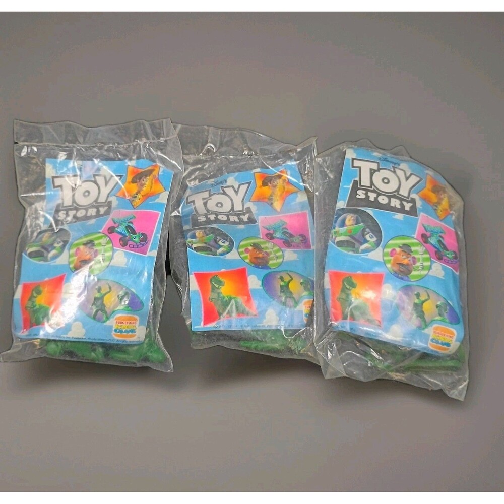 LOT OF 3 DISNEY TOY STORY 1995 GREEN ARMY MEN ORIGINAL Burger King COLLECTABLE